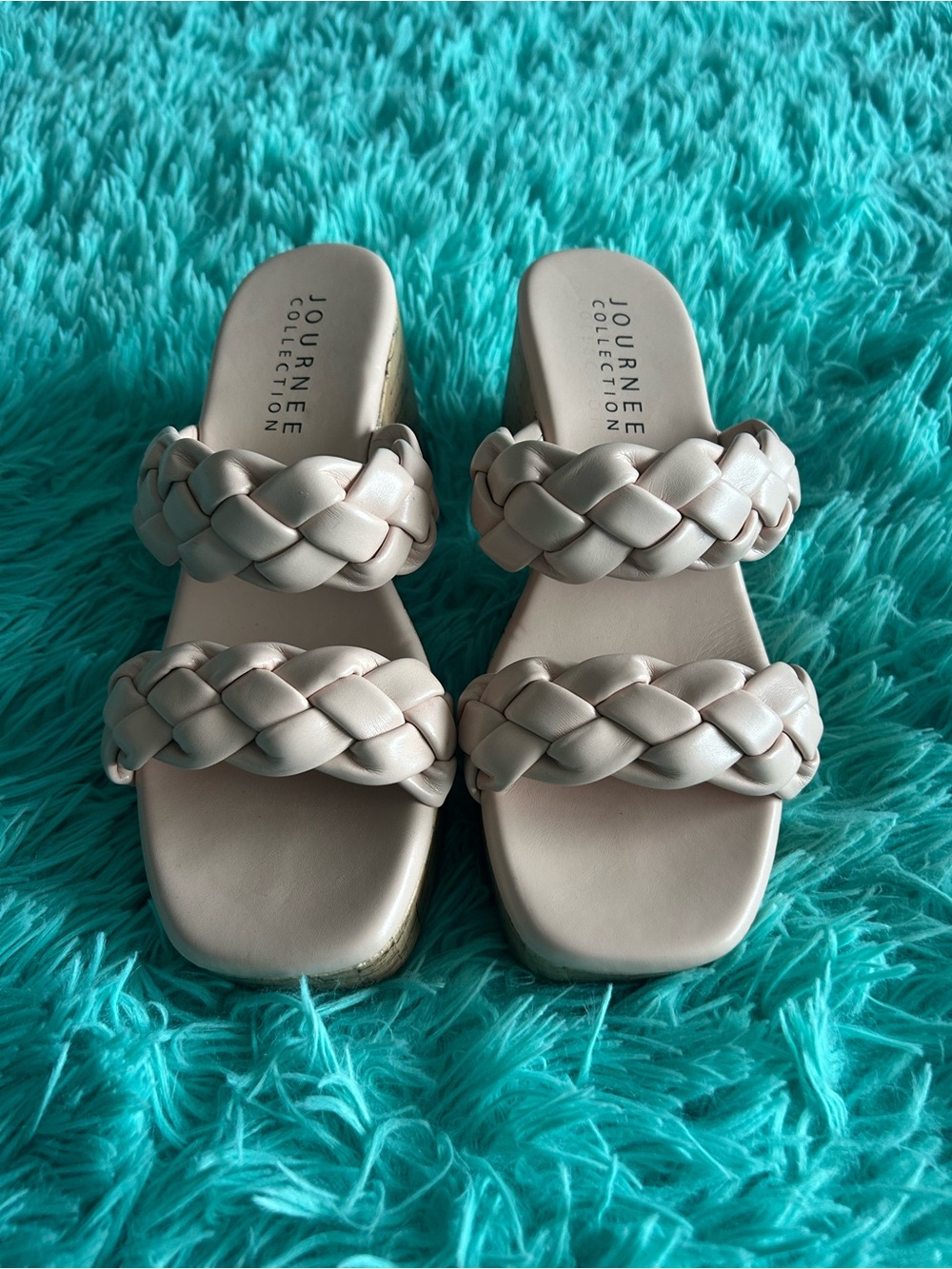 Journee Collection Women's Braided Double-Strap Slide Sandals in Light Pink